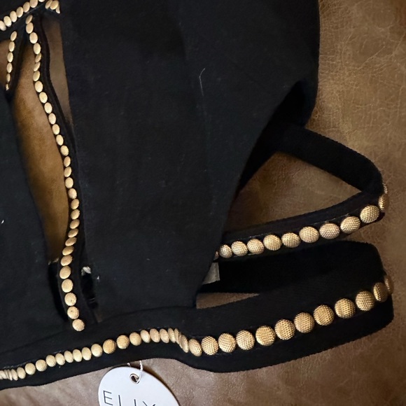 BNWT ELIYA THE LABEL BLACK AND GOLD CROP TOP! SIZE L! - Picture 11 of 11